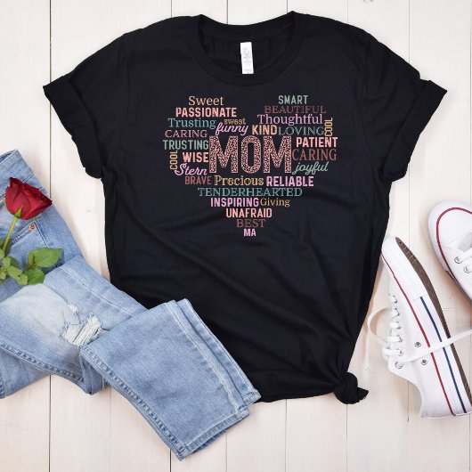 Hartvormige belettering mama's affirmaties t-shirt
