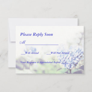 Hartvormige Blauwe Hortensia RSVP Kaartje