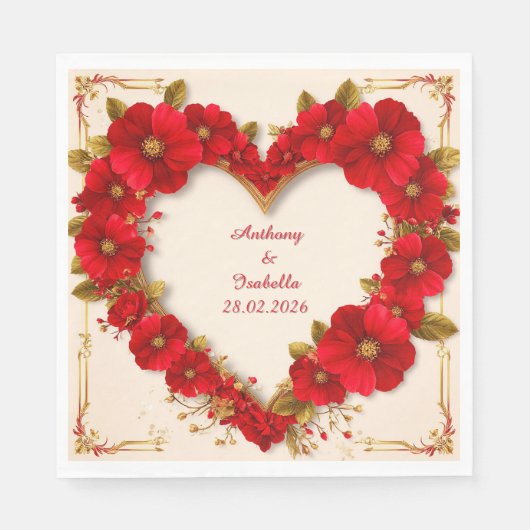 🌸 Hartvormige bloemenaangename bruidsdouche Decor Servet (Voorkant)