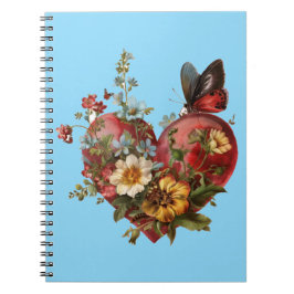 Hartvormige bloemenvlinder illustratie BLAUW BK Notitieboek