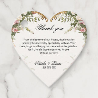 Hartvormige bloemige huwelijks dank je bedankjes labels