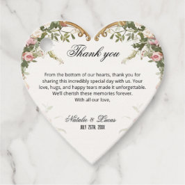 Hartvormige bloemige huwelijks dank je wel bedankjes labels