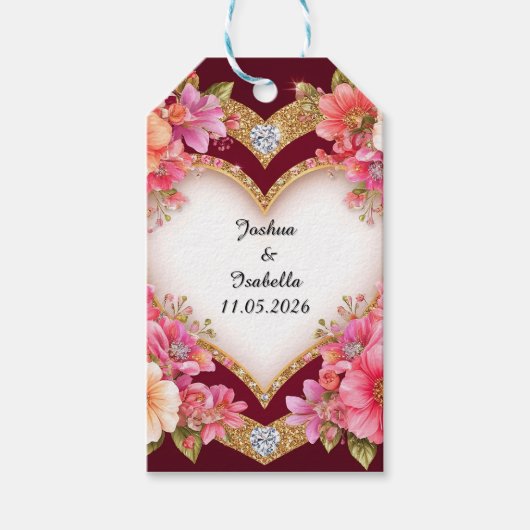 Hartvormige bloemschikking cadeaulabel (Voorkant)