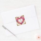 Hartvormige bloemschikking vierkante sticker (Envelop)