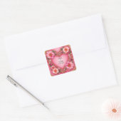Hartvormige bloemschikking vierkante sticker (Envelop)