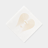 Hartvormige bruiloft naam en datum folie servetten (Rechts)