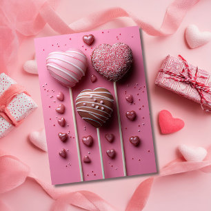Hartvormige Cakepops Valentijns's Groet Kaart