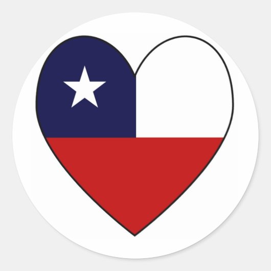 Hartvormige Chileense Vlag Valentijn Ronde Sticker (Voorkant)