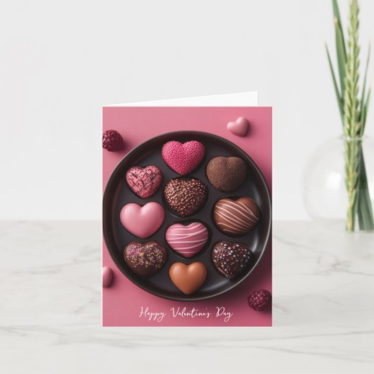 Hartvormige chocolaatjes Valentijns's Groet Kaart (Voorkant)