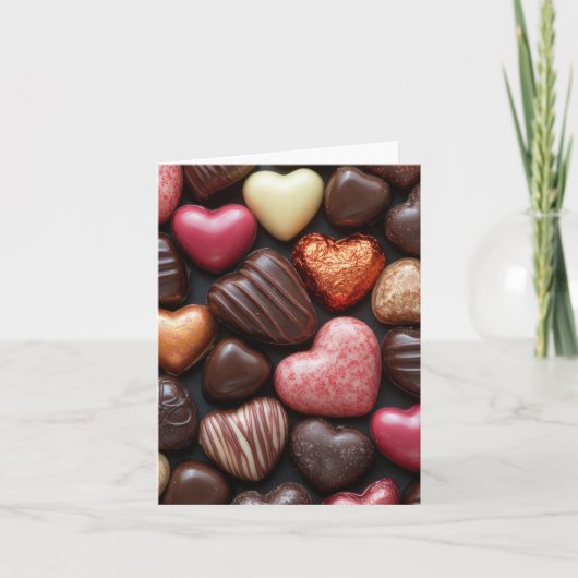 hartvormige chocolaatjes Valentijns's Groet Kaart (Voorkant)
