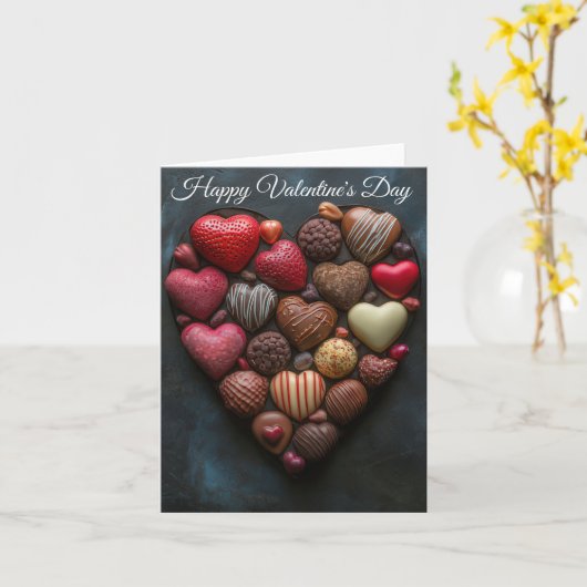 Hartvormige chocolaatjes Valentijns's Groet Kaart (Gele Bloem)