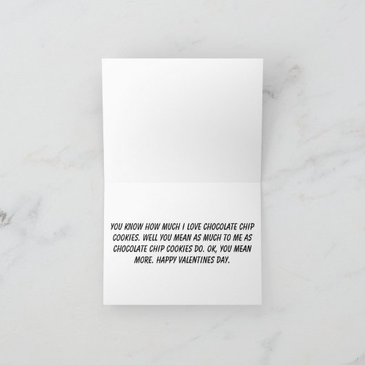 Hartvormige chocoladechips koekje rode valentijnsd feestdagen kaart (Binnen)