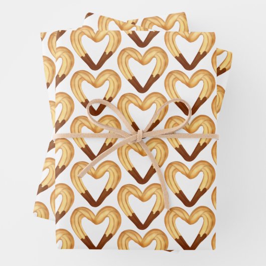 Hartvormige Churro gedompeld in chocolade Inpakpapier Vel (In situ)