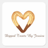 Hartvormige Churro gedompeld in chocolade Vierkante Sticker (Voorkant)