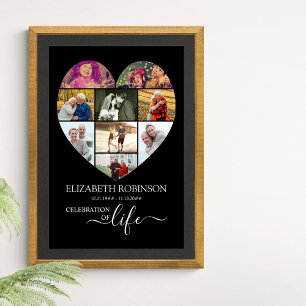 Hartvormige collage met 9 foto's ter herdenking poster