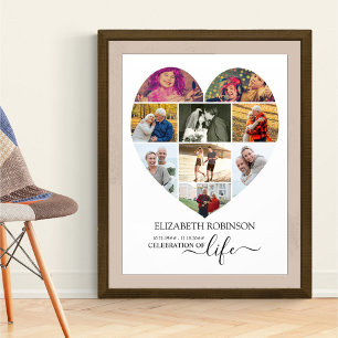 Hartvormige collage van 9 foto's ter viering van h poster