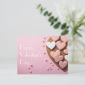 Hartvormige Cookies op roze grond Valentijns Briefkaart (Staand voorkant)