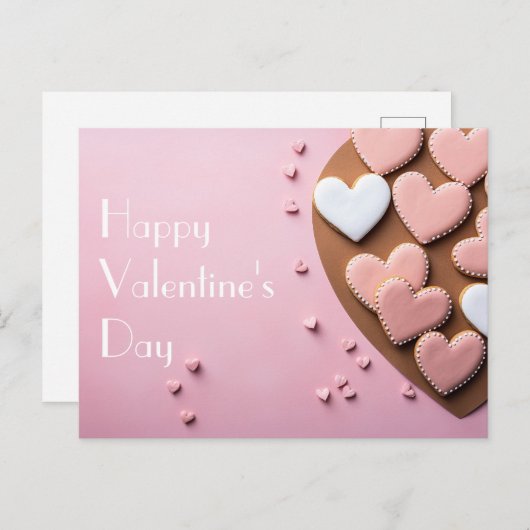 Hartvormige Cookies op roze grond Valentijns Briefkaart (Voorkant / Achterkant)