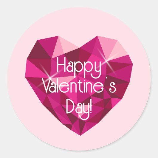 Hartvormige diamant Valentijnsdag Ronde Sticker (Voorkant)