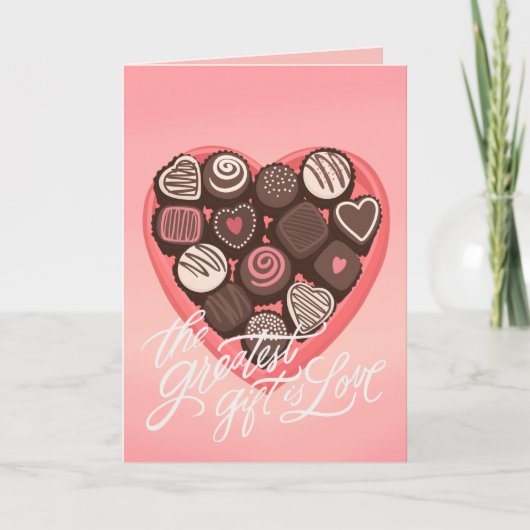 Hartvormige doos chocolade Valentijnsgroet Kaart (Voorkant)