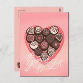 Hartvormige doos van bonbons, Valentijns design Briefkaart (Voorkant / Achterkant)