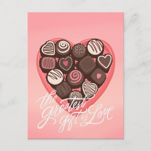 Hartvormige doos van bonbons, Valentijns design Briefkaart (Voorkant)