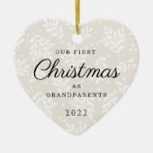 Hartvormige eerste kerst als grootouders keramisch ornament (Voorkant)
