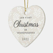 Hartvormige eerste kerst als grootouders keramisch ornament (Links)