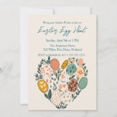 Hartvormige Eieren en Bloemen Paaseierjacht Kaart (Voorkant)