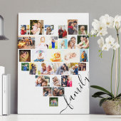 Hartvormige foto collage familie script wit canvas afdruk