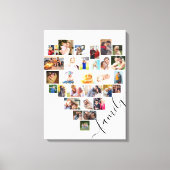 Hartvormige foto collage familie script wit canvas afdruk (Voorkant)