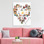 Hartvormige foto collage familie script wit canvas afdruk (Insitu (Woonkamer))
