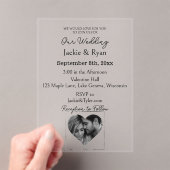 Hartvormige foto doorschijnende bruiloft acryl uitnodigingen (Insitu (Draagbaar))