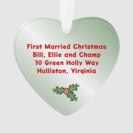 Hartvormige foto Eerste Kerstmis Holly bladeren Ornament (achterkant)