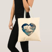 hartvormige foto van de blauwe hemel van serene me tote bag (Voorkant (product))