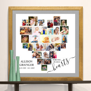 Hartvormige Fotocollage Funeral Memorial Poster