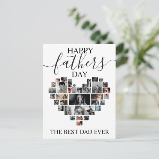 Hartvormige Fotocollage Vaderdagkaart Briefkaart (Staand voorkant)