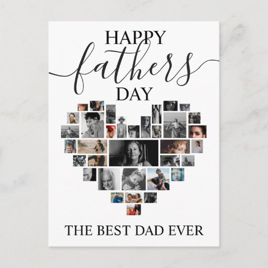 Hartvormige Fotocollage Vaderdagkaart Briefkaart (Voorkant)