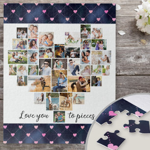 Hartvormige fotocollage van 36 foto's met 'Love yo Legpuzzel