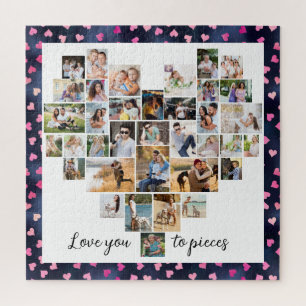 Hartvormige fotocollage van 36 foto's met 'Love yo Legpuzzel