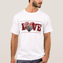 hartvormige gepersonaliseerde fotot-shirt met LOVE