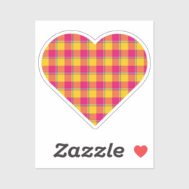 Hartvormige geruite geel roze sticker