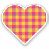 Hartvormige geruite geel roze sticker (Voorkant)
