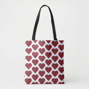 Hartvormige geruite rode zwarte Buffalo-tas Tote Bag