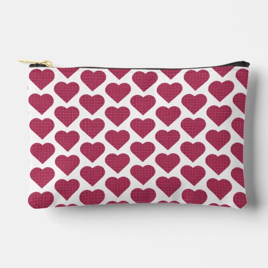 Hartvormige geruite rood roze etui (Voorkant)
