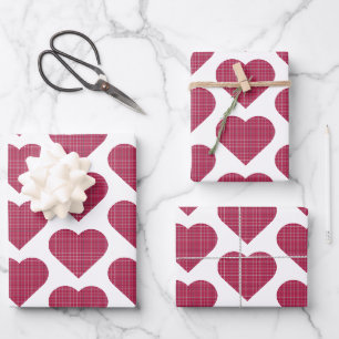 Hartvormige geruite rood roze inpakpapier vel