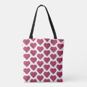 Hartvormige geruite rood roze tote bag (Achterkant)