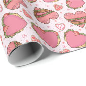 Hartvormige hamburger retro Valentijns Cadeaupapier (Rol Hoek)