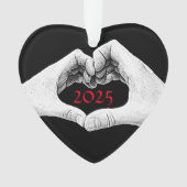 Hartvormige Handen Zwart Wit en Rood Ornament (voorkant)