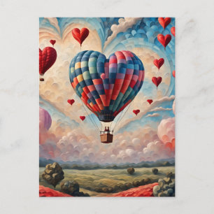 Hartvormige hete luchtballon briefkaart